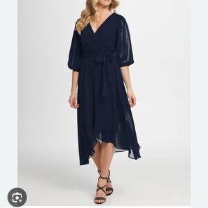 DKNY Navy Blue Wrap Dress Size 12